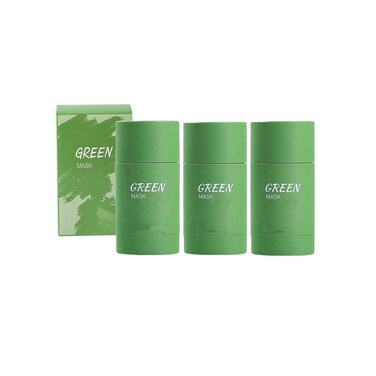 Green Tea Face Mask Clay Stick, Blackhead Remover with Green Extract for Face, Deep Cleanse Face Mask Skin Care, Moisturizing, Oil Control for All Skin Types of Men Women (green 3PC)