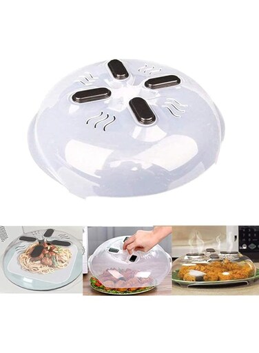 Microwave Plate Cover with Weak Magnetic, New Microwave Lid Prevent Splatter Cover, 11.8 Inches, BPA Free Plate Serving Cover with Steam Vent (1 Pack)