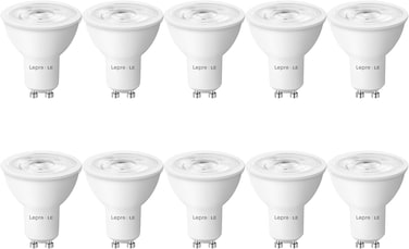 Lepro GU10 LED Bulbs, Daylight White 6500K, 4W 345lm Energy Saving Light Bulbs, 50W GU10 Halogen Spotlight Bulbs Equivalent, 38&deg; Narrow Beam, No Flickering, Non-dimmable, Pack of 10
