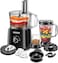BLACK+DECKER 5-in-1 Food Processor, 750W Power, 2L Processing Bowl, 1.8L Blender Jar with Stainless Steel Blades, 34 Functions for Chopping, Slicing, Shredding, Compact Design, Black - FX775-B5