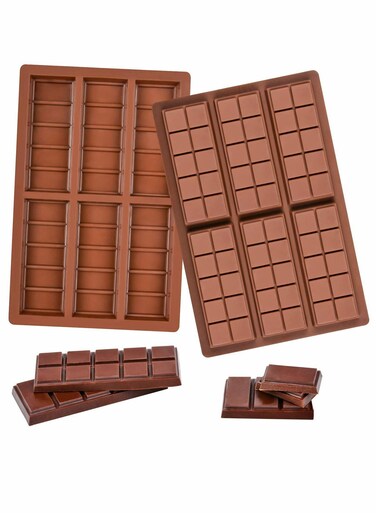 Silicone Chocolate Bar Sweet Moulds Hot Chocolate Moulds Rectangle Baking Silicon Bakeware Moulds Shape Wax Flexible Moulds, Pack of 2