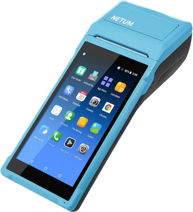 NETUM Handheld PDA Android POS Terminal Receipt Printer Data Collector Portable Barcode Scanner Handheld Bluetooth USB WiFi BT4.0 BLUE (Included Paper Scroll 58 * 35)
