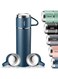 YANEK 500ml Stainless Steel Vacuum Thermos flask with Silicone Handle and Insulated Water bottle with 2 stainless steel cups set for Hot and Cold Outdoor travel   Gift box (2 PACK, BLUE)