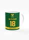 Designer Printed Coffee Mug with Heavy Duty Handle 11oz Ceramic Personalised Gift Mugs Cup - Cricket Player - Faf du Plessis, Jersey Number - 18 (With Logo)