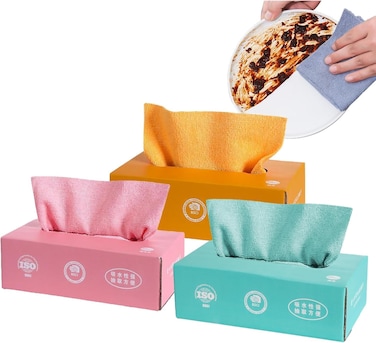 20 Sheets Disposable Cleaning Cloths Cleaning Towels Microfiber Towel,Reusable Dish Cloths with Dispenser Box,Lazy Rags Car Wipes,Multi-Purpose Cleaning Cloths for Home Kitchen Hospital 1 box