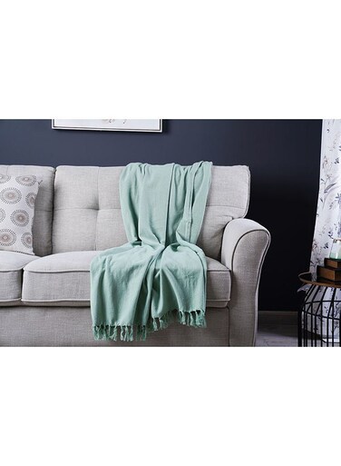 Home SKYLA KNOTTED FRINGED THROW AQUIFER 130X170CM