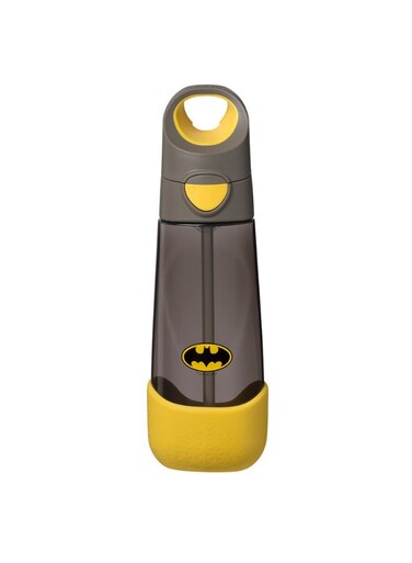 Big Kids Tritan&acirc;&bdquo;&cent; Drink Bottle with Straw   Leakproof Push Button Lid   Ergonomic Triangle Grip   BPA-Free Reusable Water Bottle for School Kids   600ml-Batman