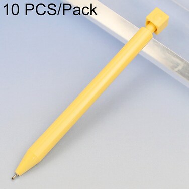 10 PCS/Pack Rotatable Dice Retractable Plastic Medium-oil Ballpoint Pen(Yellow)