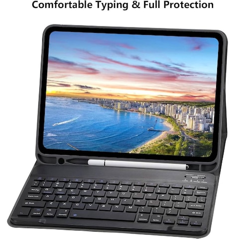 TRON iPad 10th Generation Case With Keyboard 10.9 inch 2022, Keyboard Case For iPad 10th Gen 10.9&#39;&#39; Smart Folio Cover with Pencil Holder, Slim Rechargeable Magnetic Bluetooth Keyboard Detachable Black
