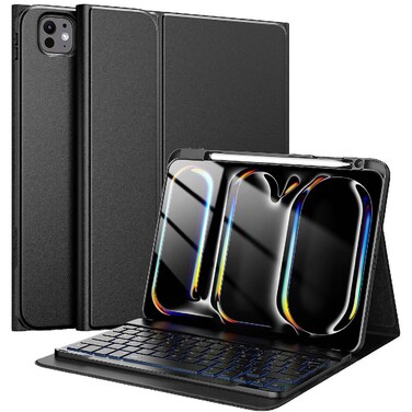 TRON Keyboard Case For iPad Pro 11 Inch M4 (2024), Magnetic Detachable Keyboard with Pencil Holder, Case For iPad Pro 11 Inch 2024 (A2836/A2837/A3006), Black