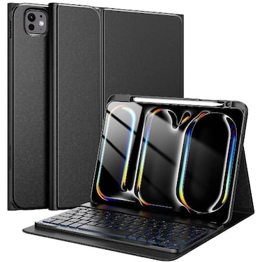 TRON Keyboard Case For iPad Pro 11 Inch M4 (2024), Magnetic Detachable Keyboard with Pencil Holder, Case For iPad Pro 11 Inch 2024, Black