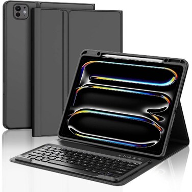 TRON Keyboard Case For New iPad Pro 13 Inch (M4) 2024, Detachable Wireless Bluetooth Keyboard Smart Cover For iPad Pro 13" with Pencil Holder &ndash; Black