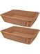 Jhania 2 Pack Rattan Woven Fruit/Bread Baskets,14 Inch Poly Wicker Baskets for Food Serving,Stroage,Vegetables,. Kitchen,Restaurant-Rectangular Brown