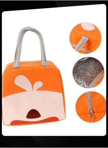 Cartoon Design Portable Lunch Bag Water and Oil Proof Food Insulation Bag with Handle Strap for School Office Work Travel Outdoor