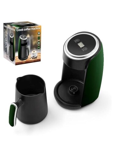 etheEstation Latest Automatic Turkish Coffee Maker Machine, 1 to 4 Cups, Cordless Electric Coffee Pot, Electric Turkish Coffee Maker, 360 ML, (Black &amp; Green)