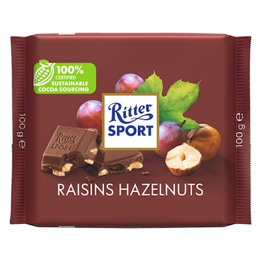 Ritter Sport Raisins Hazelnuts Chocolate, 100g