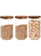 Glass Storage Jar with Wood Lids, Airtight Sealed Clear Borosilicate Glass Container,Tea Canister,Kitchen Food Storage Containers for Coffee Beans Loose Tea Nuts Sugar Candy Spice (3pack-800ml)