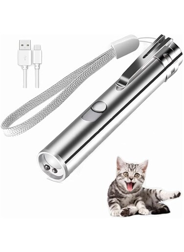 RUQIWEMI Cat Toy, Red Dot LED Light Pointer Interactive Toys for Indoor Cats Dogs, Cat Chaser Toys 3 in 1 Function Cats Tracker, Great for Pet Exercise USB Rechargeable (3 in 1)
