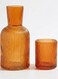 Green 750ml Carafe &amp; 250ml Cup Set &acirc;&euro;&ldquo; Amber Ribbed Glass Bedside Water Pitcher &acirc;&euro;&ldquo; Borosilicate Carafe for Home &amp; D&Atilde;&copy;cor