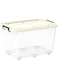 132L Clear Plastic Storage Box With Wheels &amp; Lockable Lid (Off White) Off White 132.0Liters