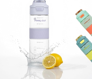 Pulse Hydration Bottle (650ML, Lavender)   Motivational Water Bottle with One Hand Operation, Hydration Tracker &amp; Flip Top Lid   BPA Free