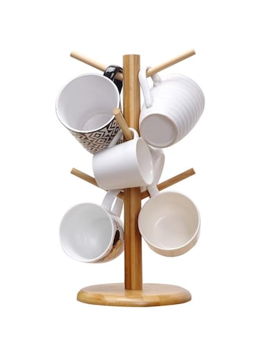 MyLifeUNIT Mug Holder Tree, Coffee Cup Holder with 6 Hooks (Yellow)