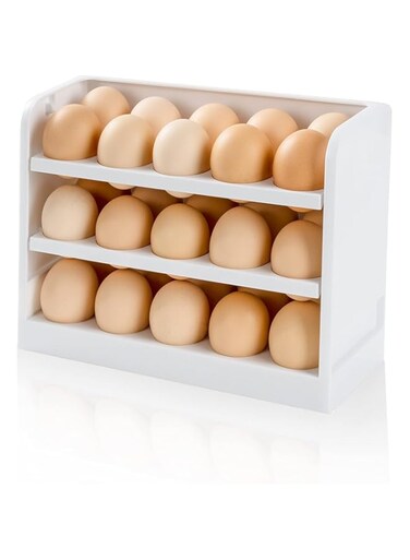 Egg Holder for Fridge, Stackable Egg Storage Container for Refrigerator Door, Stores 30 Eggs Space Saver (1 Pack)