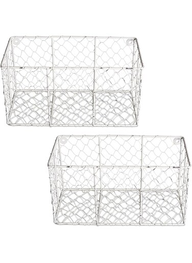 DII Chicken Wire Collection Farmhouse Vintage Wall Baskets, Small Basket, White