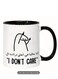 Arabic Coffee Mug "I Don't Care" Elegant Design &amp; Horse Graphic in Black