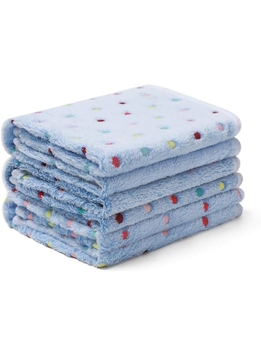 Luciphia 1 Pack 3 Blankets Super Soft Cute Dot Pattern Pet Blanket Flannel Throw for Dog Puppy Cat Small(23x16), Blue
