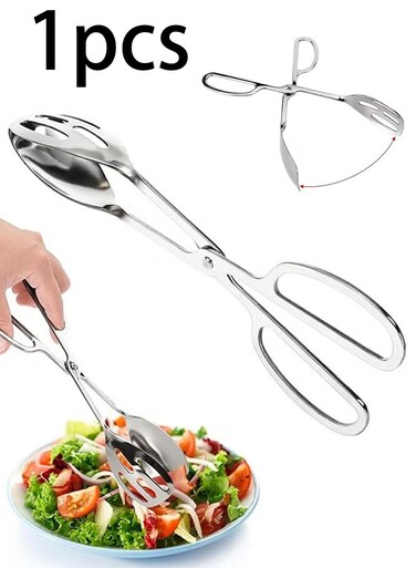 Tongs for Buffet Party Catering, Thickening Food Serving Salad Cake Bread Kitchen Tongs, Stainless Steel