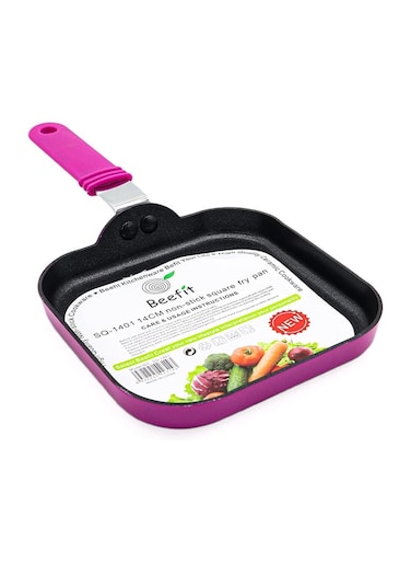 Premium Non-Stick Ceramic Square Mini Fry Pan, Induction &amp; Oven Safe Cookware 14 Purple