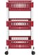 Multipurpose Plastic Trolley Vegetable Rack 3 Tiers Dark Red 45 x 30 x 65cm