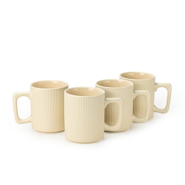 Art Stoneware ZOE 4PCS Mug Set   385 ML Beige Coffee Mug Set   Durable Coffee Cup Set for Home &amp; Office   Cups for Cappuccino, Latte, Tea &amp; Cocoa Restaurant Coffee Mugs