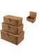 ALEYHA 3pcs Rustic Woven Storage Baskets: Seaweed Straw Rattan Rectangular Brown Baskets with Lids for Home Decor