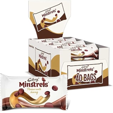 Galaxy Minstrels Milk Chocolate Bag, 42g Pack of 40