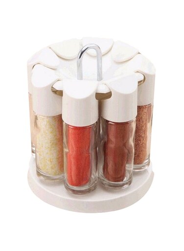 Travel Spice Jars, 5-in-1 Seasoning Containers, Rotating Cereal Dispenser Countertop for Pantry ,Clear Plastic Condiment Bottle for Camping, Hiking, BBQ, Picnic