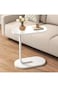 C-Shaped Side Table &ndash; Small Sofa End Table, Metal &amp; Wood Design for Living Room, Bed, Office