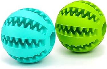 Nyganmelloz Dog Toy Ball, Dog Puzzle Teething Toys Bal, Nontoxic Bite Resistant Ball for Pet Dogs Puppy Cat, Food Treat Feeder Chew Tooth Cleaning Exercise Game IQ Training 7CM(1PCS）