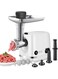 AFRA Meat Grinder, 1200w, 3 Cutting Discs, Aluminum Construction, Stainless Steel Cross Knife, food storage pusher, kibbeh &amp; sausage attachment, AF-1200MGWT, 2 Year Warranty
