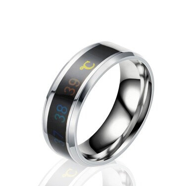 Smart Temperature Ring Stainless Steel Personalized Temperature Display Couple Ring, Size: 11(White)