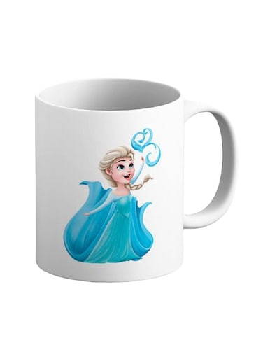 Frozen Elsa Kid Character Printed Ceramic Coffee Mug Blue/White