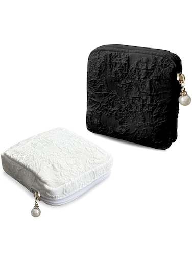 Tazweeq Sanitary Napkin Storage Bag, Portable Menstrual Cotton Pad Storage Holder, Sanitary Napkin Pouch Portable Tampon Holder First Period Bags Gifts for Women Girls