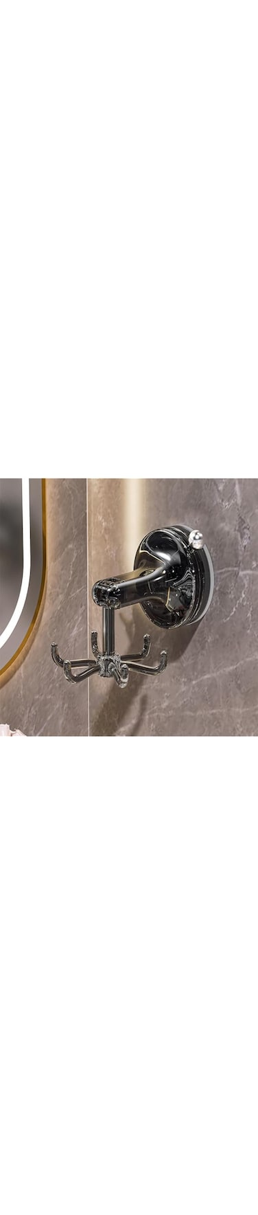 QHWRV Suction cup hook, can rotate 360&deg; without drilling, kitchen knife and shovel storage hook, bathroom, key, entrance multifunctional hook. Black and white (Black, A)