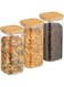 SKY-TOUCH Glass Jars with Bamboo Lid,1 pieces 50oz Square Food Storage Containers Set, Airtight Storage Jar for Storage, Storage Canisters for Home, Kitchen and Pantry,10 * 10 * 20cm,Transparent