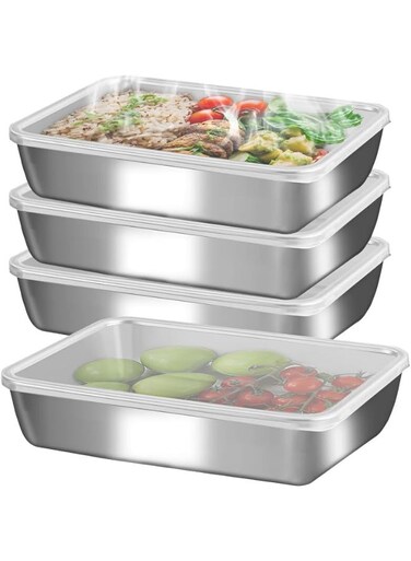 Stainless Steel Lunch Box 6-Pack,Stackable Snack Storage Boxes, Lid Food Container, Reusable Food Storage Container for Travel and Work, Dishwasher Safe, Freezer Safe