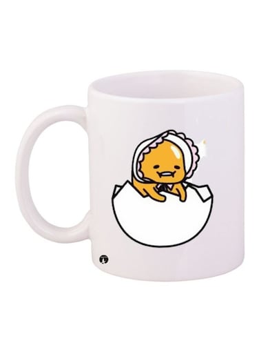 Cartoon Printed Coffee Mug White/Yellow 11ounce