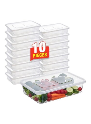 10Pcs Food Storage Box, Plastic Kitchen Storage Containers with Lids - Microwave, Freezer &amp; Dishwasher Safe - Ideal for Meal Prep &amp; Takeaway(17X12X4 CM)