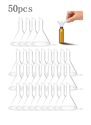 50PCS Mini Funnel, Mini Clear Plastic Funnels, Multi-Purpose Funnels, Tiny Funnel For Bottle Filling, Perfumes, Essential Oils, Science Laboratory Chemicals