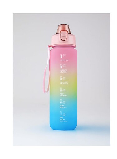 1000ml Motivational Drinking Water Bottle with Time Markers, One-Button Lockable Lid, Soft Straw, Dual Carry Handle and Free Cute Design Cartoon Stickers- BPA-Free, Leak-Proof Lid, Eco- Friendly, Plastic, Reusable, Drink Reminder Water Bottle for Adults and Kids in School, Office, Daily Hydration, Gym, Fitness, Yoga, Cycling, Hiking, Outdoor Camping, Hiking, Sports and Travel, 32oz Bottle